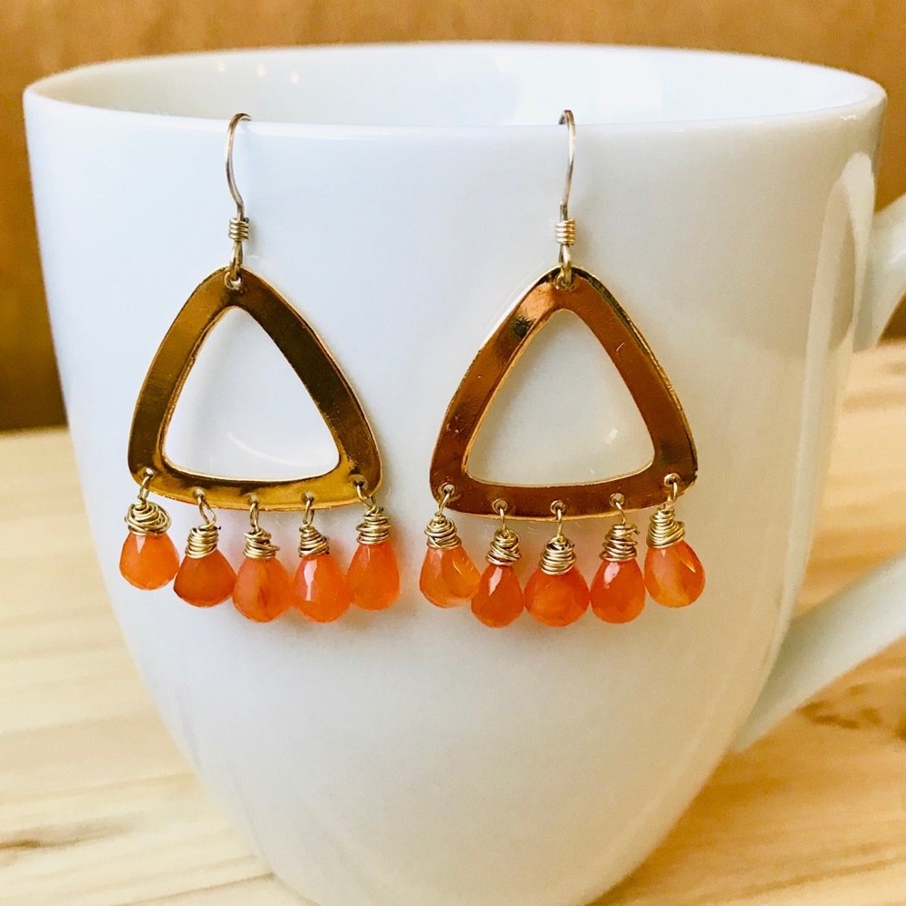 Citrine Gemstone and 14kt Gold Vermeil Earrings